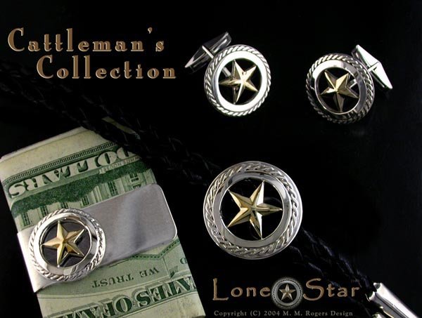 Lone Star Mens Group Handmade in 14k and Sterling by M. M. Rogers - Lone Star