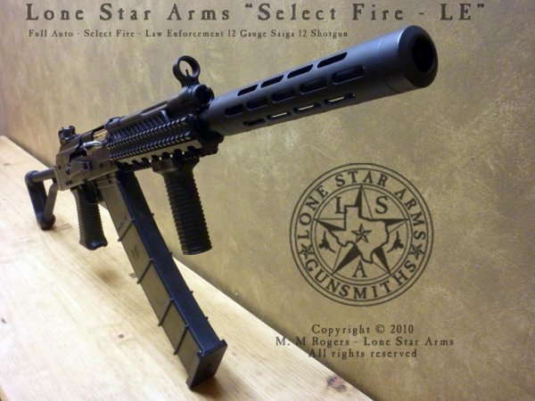 Lone Star Arms "Select Fire - LE" Full Auto Saiga 12 Shotgun -SGM- 3/4 View