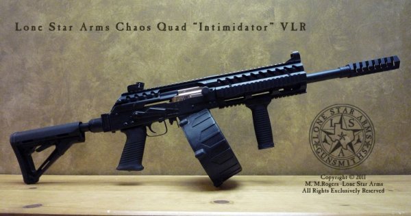 Lone Star Arms Chaos Quad "Intimidator" VLR - With ambidextrous charging handles - RH View MD 20 Drum