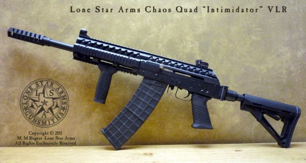 Lone Star Arms Chaos Quad "Intimidator" VLR - With ambidextrous charging handles - LH side Promag 10 round box mag (gen 2)