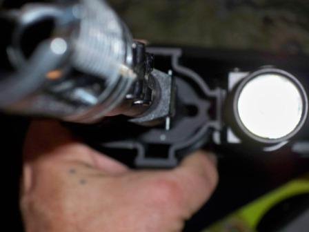 the cleaning rod hole in a Midwest Industires quad rail for Saiga...