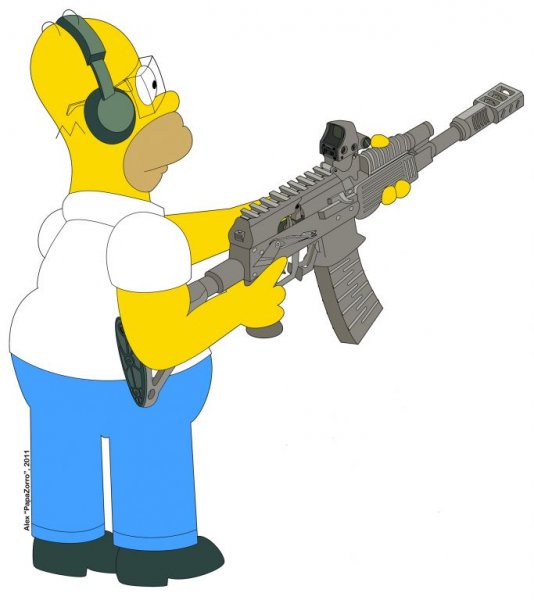 Homer Simpson with Vepr12 painted Duracoat SnowGray