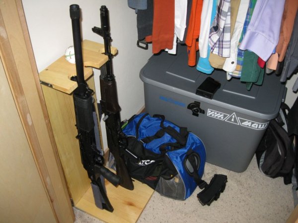 Rifle Rack with Saiga 12 And AK 74