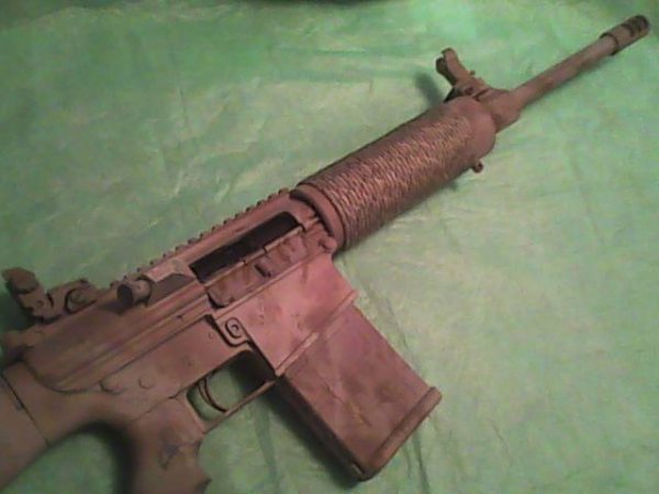 DPMS 308 with Desert Camo Pattern and Camo Paracord Wrap..